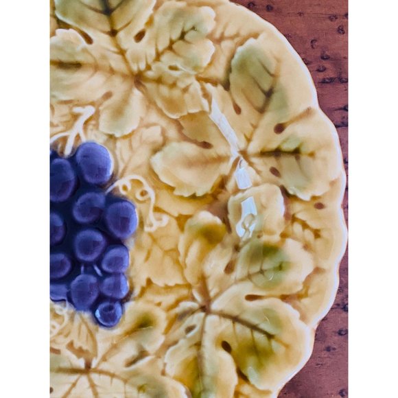 Majolica Plate Sarreguemines France Grape Fruit With Leaves 7.5 Inch - Picture 6 of 6